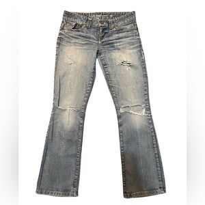 Vintage 90’s/Y2K Low Rise Guess Daredevil Bootcut Distressed Jeans